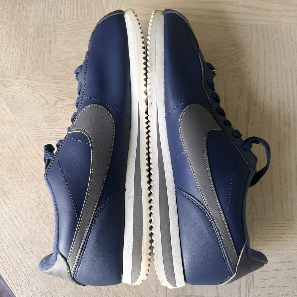 Nike Mens 11 Cortez Basic Leather Navy Blue Gun smoke Gray Sneaker 819719-400 - Picture 9 of 10